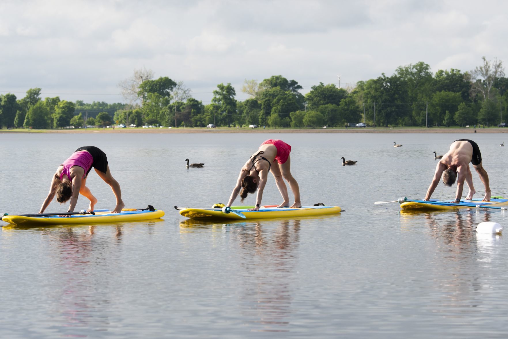 Paddleboard yoga at Creve Coeur Lake